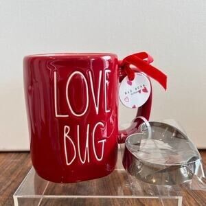 Rae Dunn Valentines Day Artisan Collection Love Bug Mug and Heart Cookie Cutter